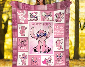 Personalized Stitch Angel Blanket Stitch Angel Family Fleece Blanket Stitch Angel Birthday Gifts Christmas Gifts For Couples