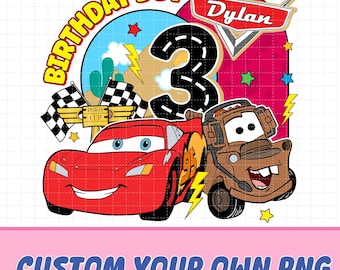 Personalized Cars Birthday Boy Png, Disneyland Birthday Png, Lightning Mcqueen And Tow Mater Png, Cars Family Birthday Png, Digital Download