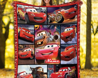 Personalized Lightning McQueen Blanket Lightning McQueen Fleece Blanket Cars Birthday Blanket Cars Christmas Gifts For Him