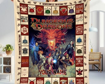 Dungeons And Dragons DnD Game Fan Lover Blanket, Dungeon and Dragon Blanket,Dnd Gift,Dnd Blanket Fans Gifts, DnD Game Fan Love Blanketr
