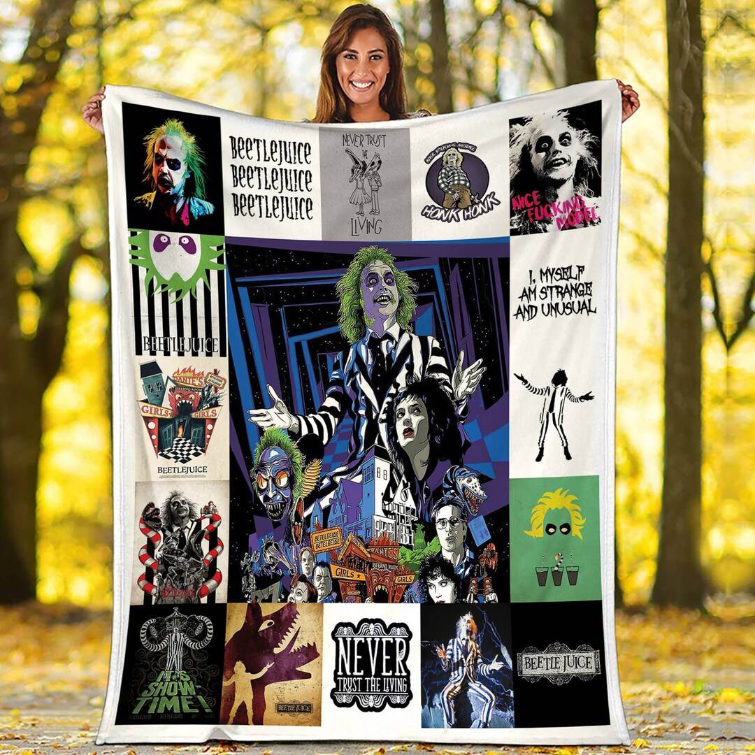 Beetlejuice Fleece Blanket Tim Burton Beetlejuice Movie Etsy