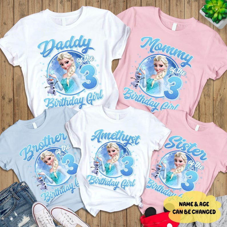 Elsa Personalized Frozen Birthday Shirt, WDW Princess Elsa Shirt, Disneyworld Frozen Birthday Shirt, Snowmen Olaf Frozen Shirt bild 1