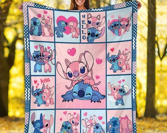 Stitch Angel Blanket Stitch Angel Fleece Blanket Stitch And Angel Birthday Gifts Valentine Gifts For Couples Blanket