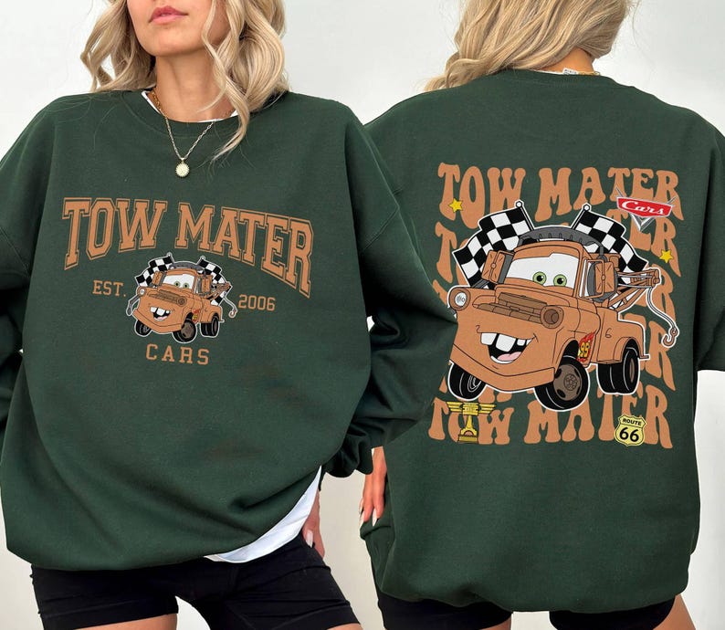 Cars Pixar Characters Groups 2 Sided Shirt | Tow Mater Shirt | Radiator Springs Disneyland Shirt | Family Vacation Shirt Bild 3