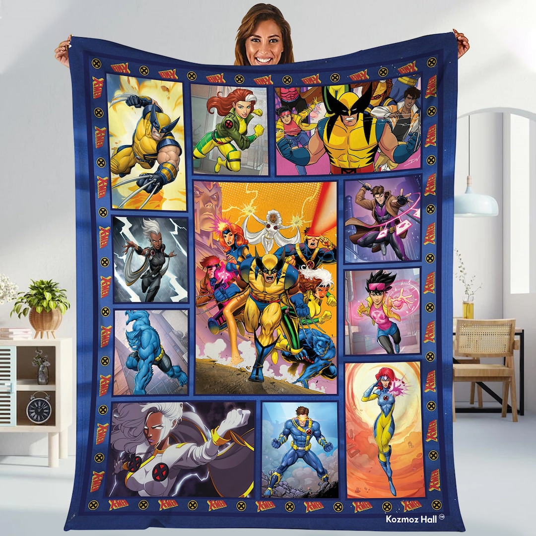 Xmen Animation Blanket Professor X Jean Grey Wolverine Cyclops Beast