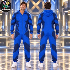 X-Men Jumpsuit Costume, Wolverine Cyclops Rogue Jean Grey Beast Onesie, Superhero Team Halloween Cosplay, Comic Movie Party Outfit image 2