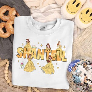 Custom Name Princess Belle Family Matching Shirt, Princess Belle Birthday, Disneyland Birthday Girl, Beauty And Beast Birthday Shirts