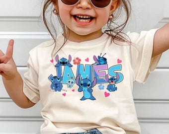 Custom Name Stitch Matching Shirt, Personalized Lilo and Stitch Shirt, Custom Disneytrip Family Matching Shirt, Disneyland Vacation 2026 Tee