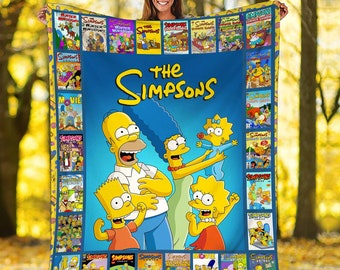The Simpsons Fleece Blanket Simpsons Family Throw Blanket For Bed Couch Sofa, Christmas Gifts