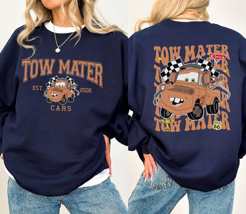 Cars Pixar Characters Groups 2 Sided Shirt | Tow Mater Shirt | Radiator Springs Disneyland Shirt | Family Vacation Shirt Bild 2