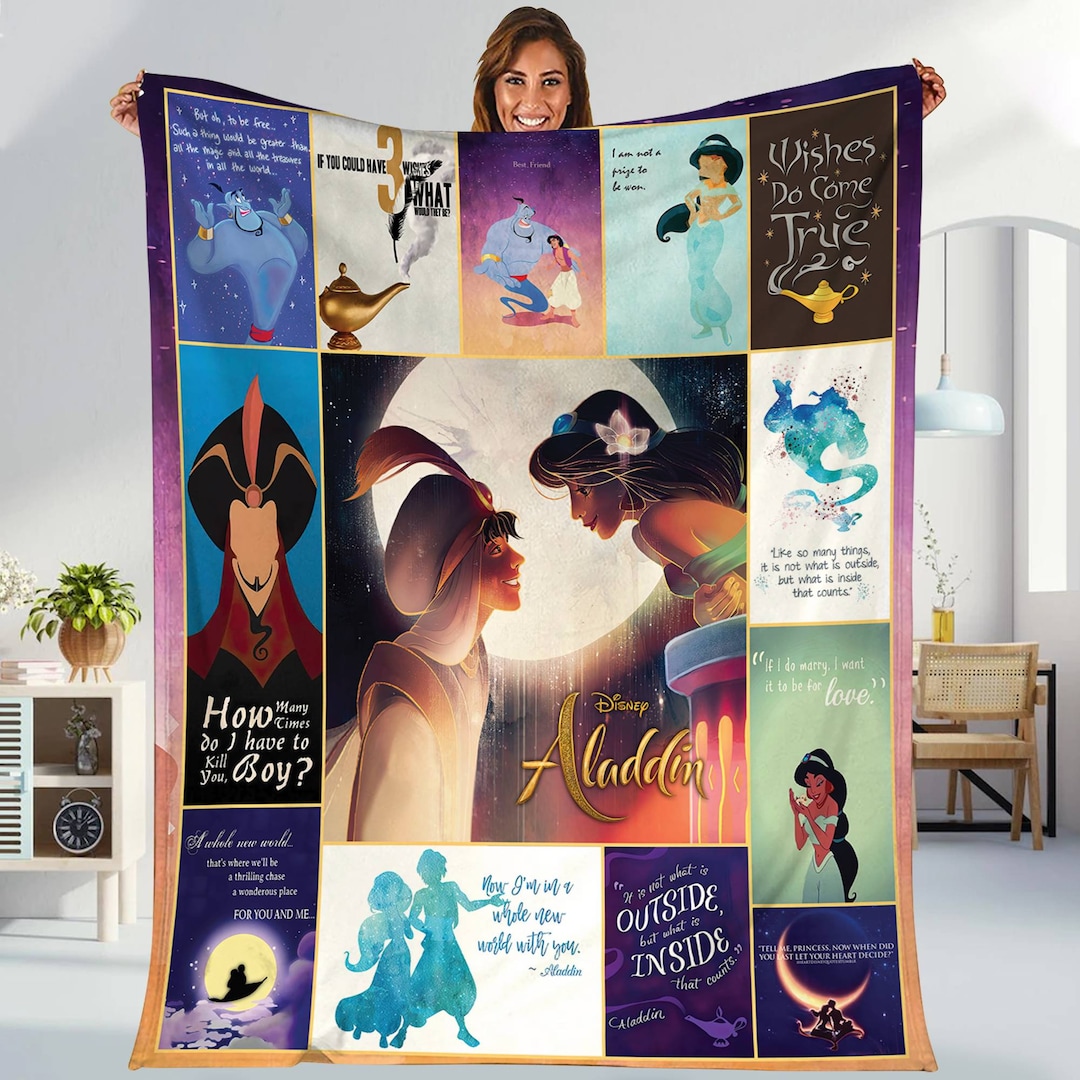 Aladdin and Princess Jasmine Blanket Aladdin Magic Blanket Genie