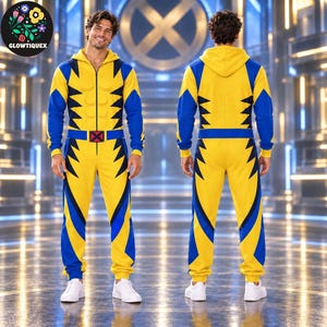 X-Men Jumpsuit Costume, Wolverine Cyclops Rogue Jean Grey Beast Onesie, Superhero Team Halloween Cosplay, Comic Movie Party Outfit image 5