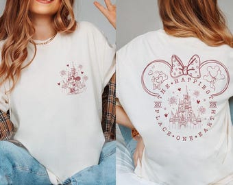 Two Sided Minnie Mouse Disneytrip 2025 shirt, The Happiest Place One Earth Shirt, Disneyland Magical Castle Tshirt, Magical Kingdom Shirt
