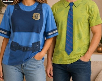 Nick Wilde Judy Hopps Costume Hoodie, Zootopia Fox And Bunny Cosplay Costume, Zootopia Halloween Couple Costume, Magic Kingdom Matching Tee