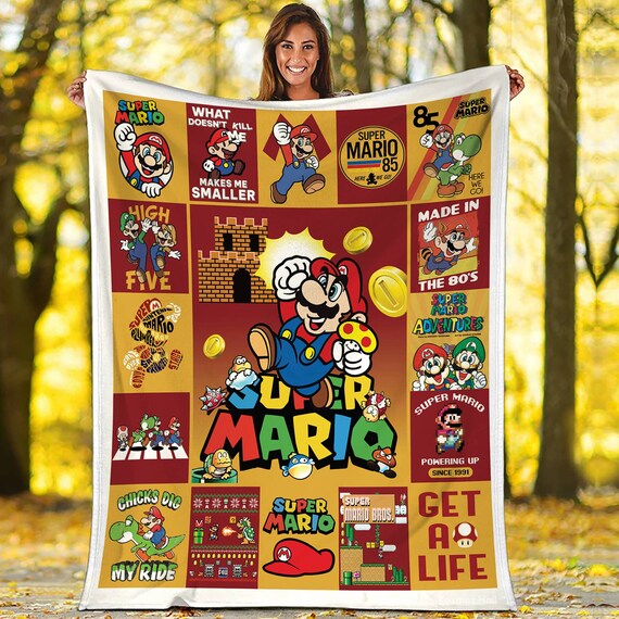 Super Mario Fleece Blanket Mario Blanket Mario and Luigi Blanket Gamer Gaming Blanket Birthday Gift Etsy