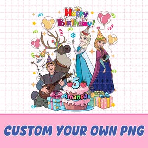 Princess Anna & Elsa Birthday PNG, Custom Frozen Birthday Girl Png Files, Disneyland Matching Birthday Tee Digital File