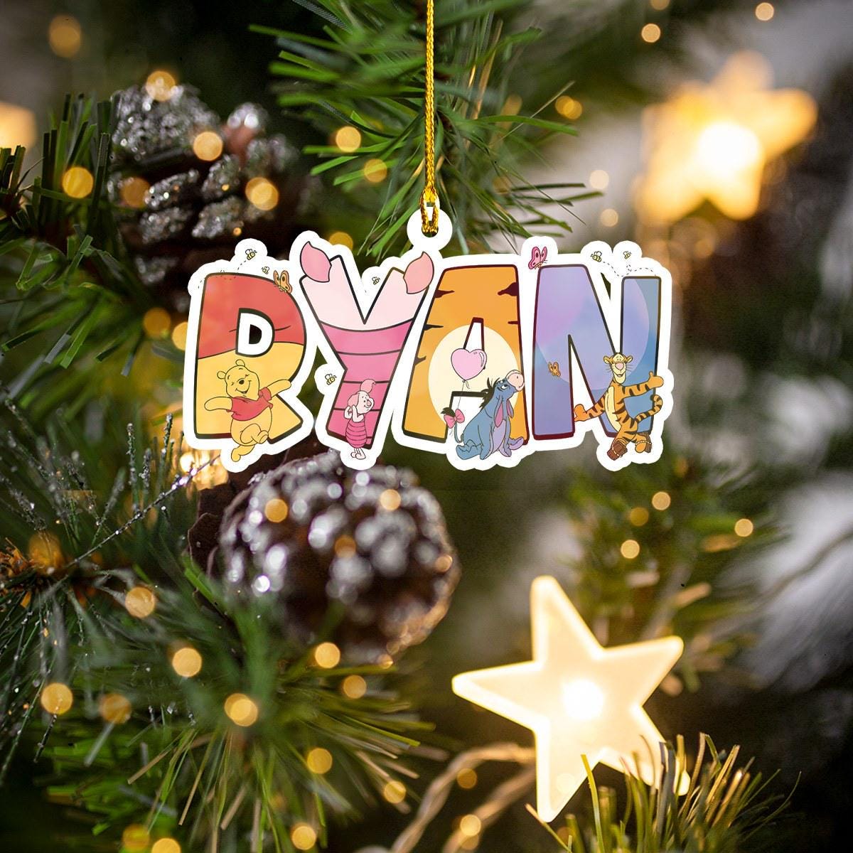 Discover Custom Name Disneyland Winnie The Pooh Acrylic Ornament for Birthday and Christmas Tree Decor