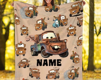 McQueen Cars Blanket | Mater Car Tow Mater Blanket | Radiator Springs Magic Kingdom Throw Blanket for Bed Couch Sofa