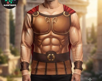 Hercules Costume Shirt, Fake Abs Fake Body Halloween Outfit, Greek Hero Cosplay Sweatshirt, Mythology Muscle Costume, Halloween Gift for Men