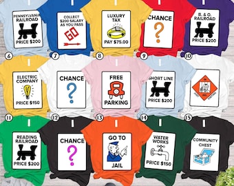 Monopoly Game Costume Shirt | Monopoly Game Cards Cosplay Shirt | Office Costume Shirt | Family Friends Matching Cosplay Shirt
