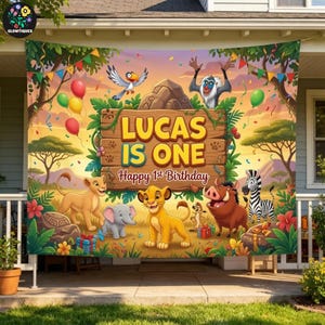 Personalized The Lion King Birthday Tapestries, Mufasa Simba Timon Pumbaa Scar Birthday Boy Backdrop, Birthday Girl Banner Decor