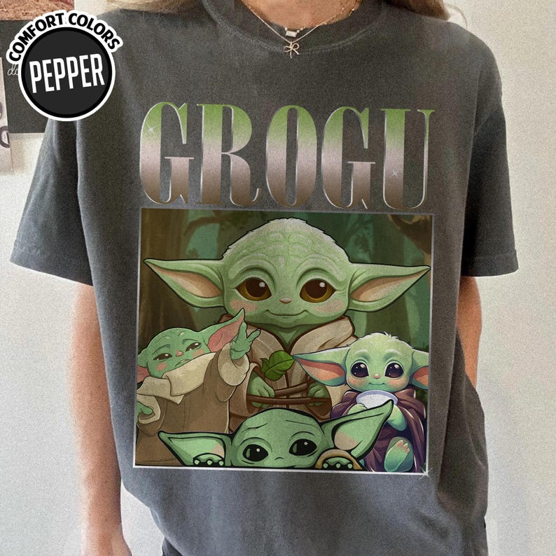 Camiseta cómoda Grogu de StarWars, camiseta Grogu, camiseta Grogu de StarWars, camiseta Grogu de StarWars The Mandalorian, camiseta con globo de Mickey Baby Yoda imagen 1