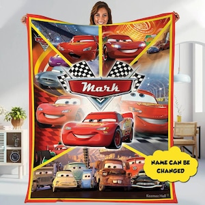 Cars Land Fleece Blanket | Personalized Cars Movies Blanket | Lightning Mcqueen Blanket Cars Blanket Birthday Gift