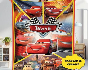 Cars Land Fleece Blanket | Personalized Cars Movies Blanket | Lightning Mcqueen Blanket Cars Blanket Birthday Gift
