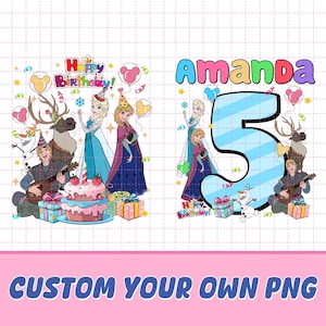 Custom Name Princess Anna & Elsa PNG, Frozen Birthday Girl Png Files, Disneyland Family Matching Birthday Tee Digital File