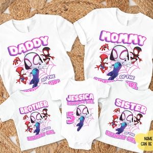 Personalized Spidey Ghost Spidey and His Amazing Friends Shirt, MCU Superhero Birthday Shirt, Spiderman Family Matching Shirt
