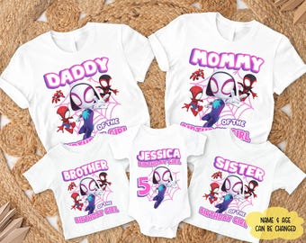 Personalized Spidey Ghost Spidey and His Amazing Friends Shirt, MCU Superhero Birthday Shirt, Spiderman Family Matching Shirt