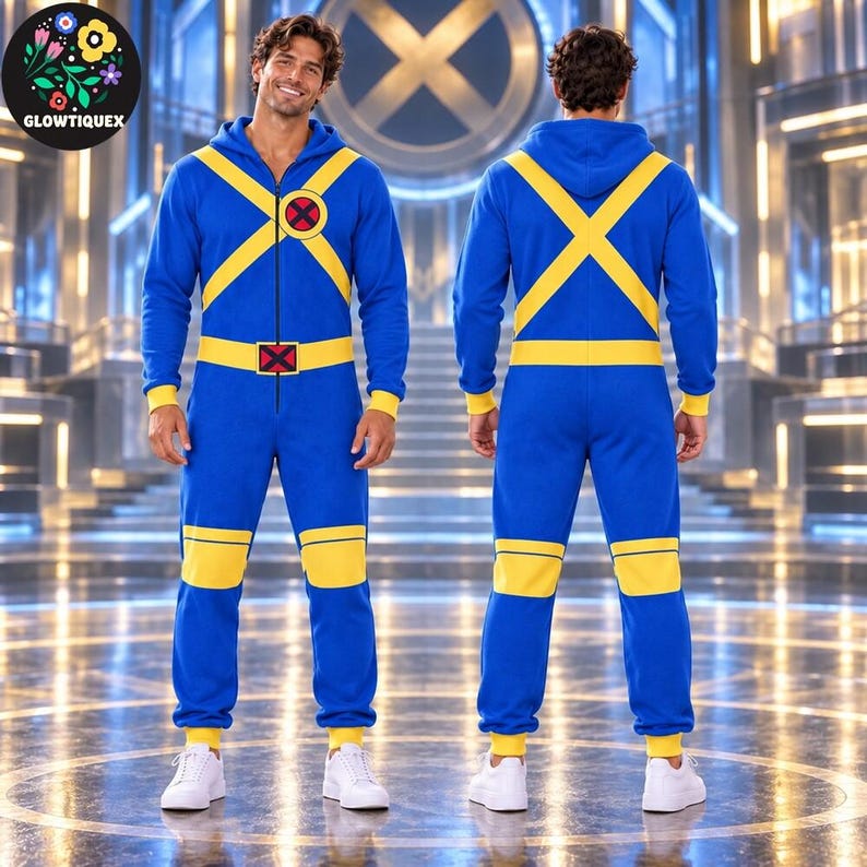 X-Men Jumpsuit Costume, Wolverine Cyclops Rogue Jean Grey Beast Onesie, Superhero Team Halloween Cosplay, Comic Movie Party Outfit image 6