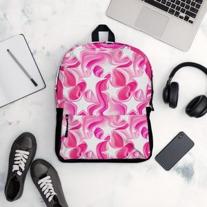 Y2K Star Backpack ---  Back To School, Girls, Boys, Airbrush , Pink, White, Book, Bag, School, Black, Fairycore