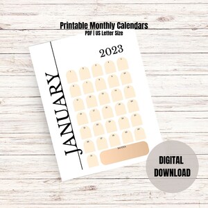 Monthly Planner Calendars | 2023 Calendars | Printable PDF Calendar | A4 | Minimalist Calendars | Sunday Start Calendars