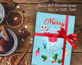6 Retro Mod Cocktail Cards, Mid-Century Christmas, Retro Xmas Cards, 50s Christmas, Holiday card, Invitation, Christmas Party, Printable