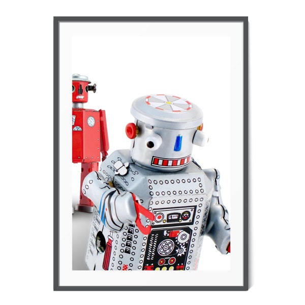 Vintage Toy Robot Art, Robot Tin Toy Poster, Retro Decor, Robot Wall Art, Robot Nursery Art, Kids Wall Art, 1950s Sci-fi, Vintage Toy Robot