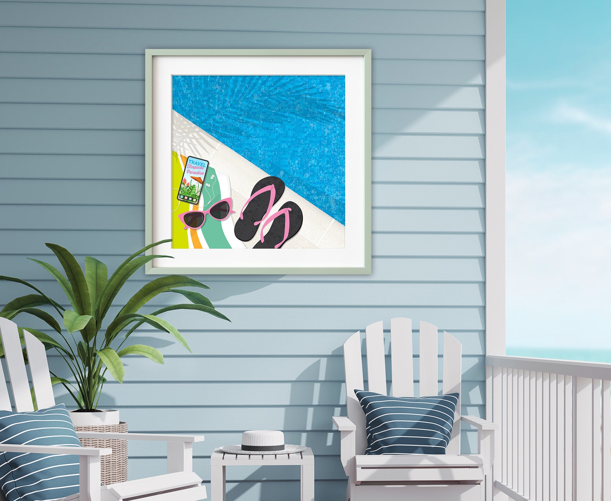 Tropical Poolside Decor, Swimming Pool Art, Great Swimmer Gift ...