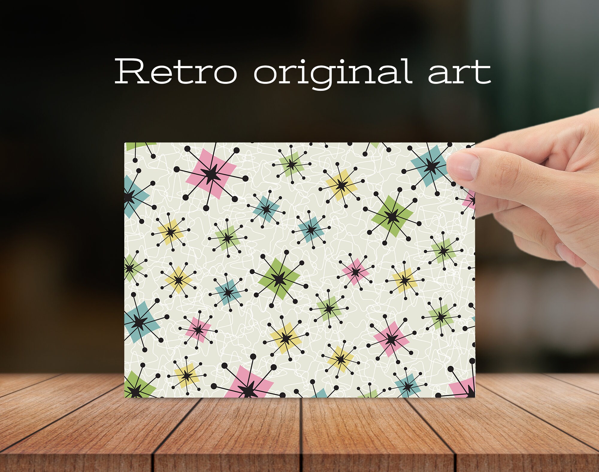 Mid-century Modern Notecard Set, Retro Atomic Patterns, Boomerangs ...