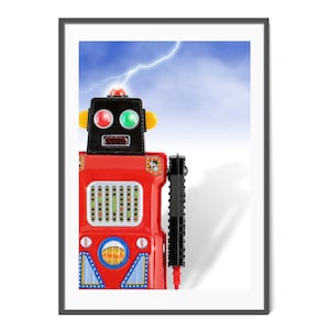 vintage Toy Robot Art, Robot Tin Toy Poster, Retro Decor, Robot Wall Art, Robot Nursery Art, Kids Wall Art, 1950s Sci-fi, vintage Toy Robot
