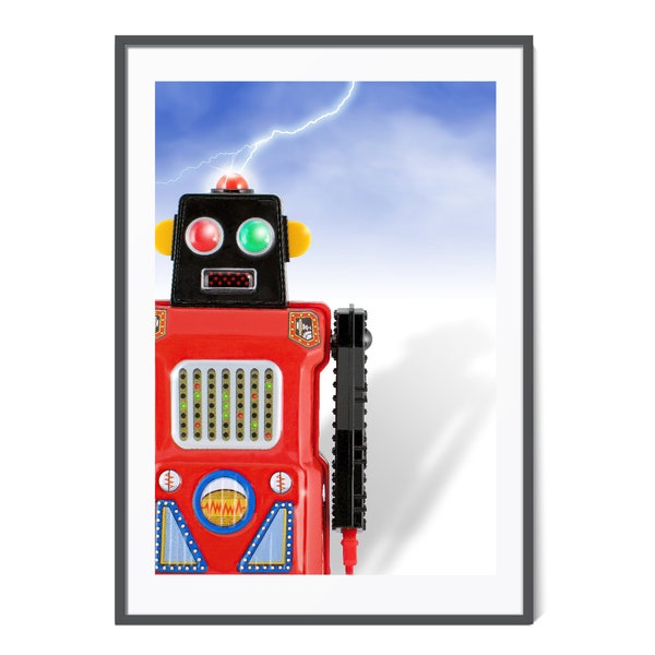 Vintage Toy Robot Art, Robot Tin Toy Poster, Retro Decor, Robot Wall Art, Robot Nursery Art, Kids Wall Art, 1950s Sci-fi, Vintage Toy Robot
