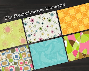 Mid-Century Modern Notecard Set, Retro Atomic Patterns, Boomerangs, Starbursts, MCM Art, Greeting Cards, 5.5x4 Digital Card, Thank You Cards