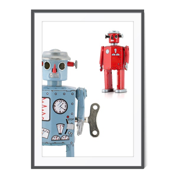 Vintage Toy Robot Art, Tin Toy Robot Poster, Retro Decor, Robot Wall Art, Robot Nursery Art, Kids Wall Art, 1950s Sci-fi, Vintage Toy Robots