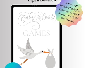 Babyshower-spel med MRR PLR | Ändra färgerna till önskade färger i Canva!