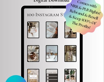 100 Instagram Stories med MRR PLR, klart för dig, enkelt innehåll