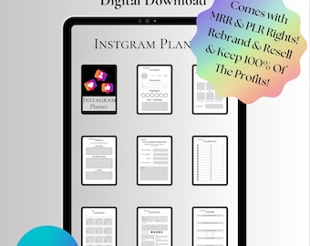 Instagramplanerare med MRR PLR, Canva, redigerbar, sälj vidare för 100 % vinst