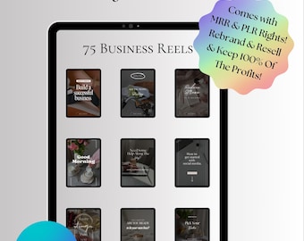 75 Business Reels med MRR PLR, perfekt för Instagram-rullar, sparar tid!