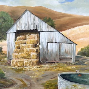Prepared, painting by Katie Kruzic, barn, landscape