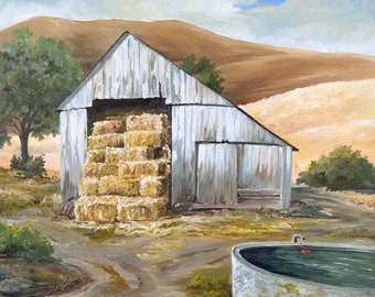 Prepared, painting by Katie Kruzic, barn, landscape