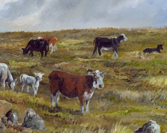 Cows and Clouds, painting by Katie Kruzic, California landscape
