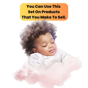 Afro bébé en rose aquarelle Clipart, afro-américain, Black Art, magie fille noire, genre révèlent png, conception graphique, téléchargement numérique, image 4